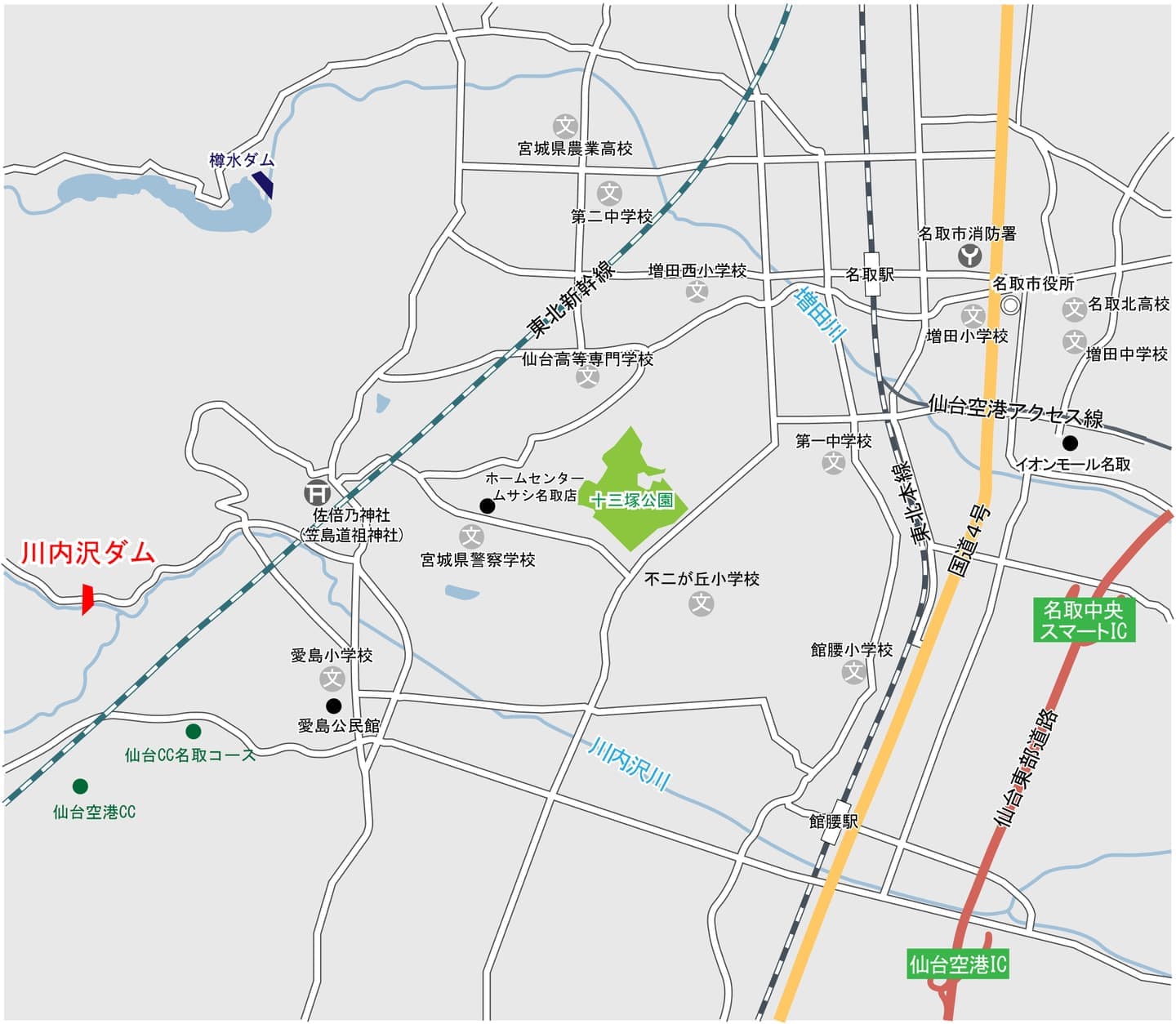 川内沢ダム本体工事位置図